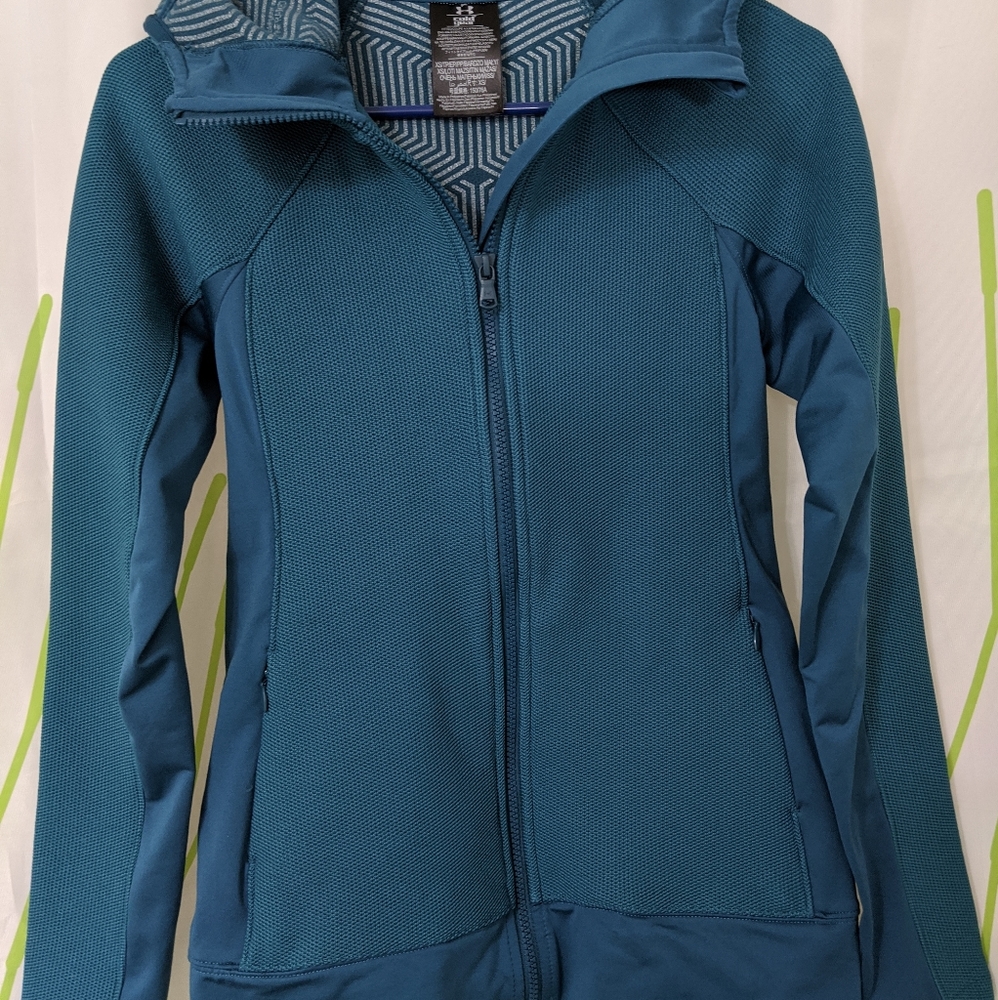 NWOT under armour hooded zip up turquoise XS